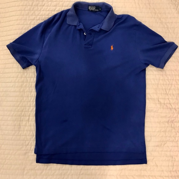 Polo Ralph Lauren blue & orange cotton polo. Sz L - Picture 2 of 7